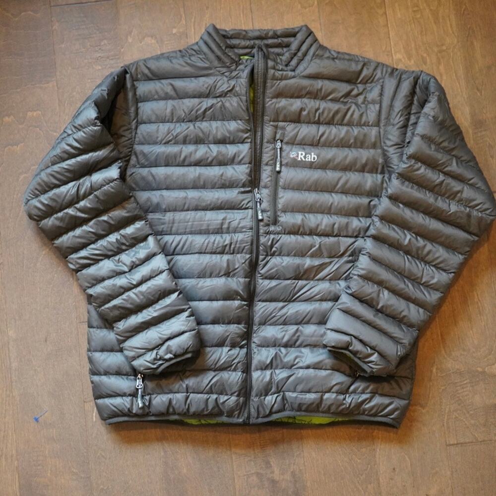 Rab Microlight Puff Jacket Down Jacket Grey/Green Mens Size XL
